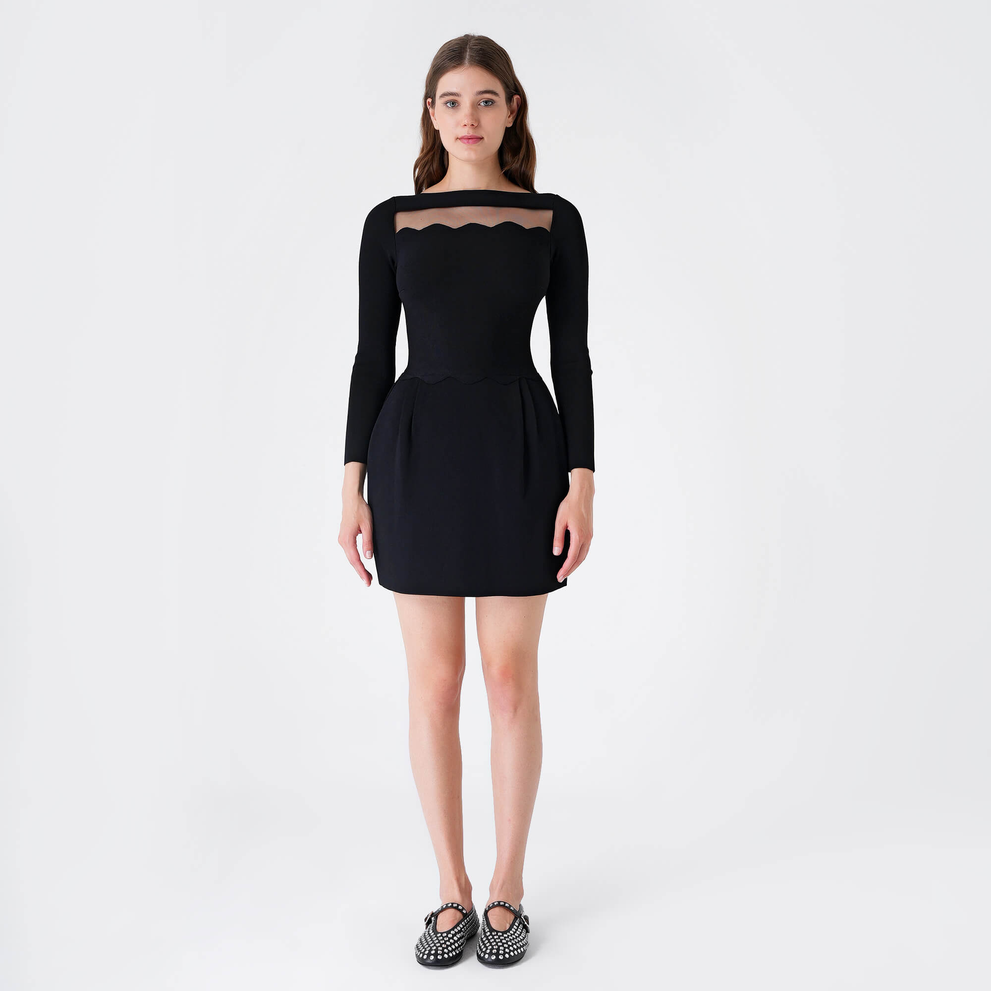 Valentino - Black Viscose Long Sleeve Dress